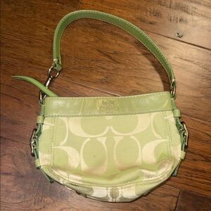 Coach Light Green and Cream Shoulder Bag